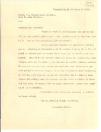 [Carta] 1945 ene. 15, Petrópolis, [Brasil] [al] Excmo. Sr. Manoel Gomes Moreira, Casa Leandro Martino, Rio, [Brasil]
