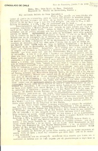 [Carta] 1946 jun. 7, Rio de Janeiro, Brasil [a la] Exma. Sra. Doña Lydia de Goes Monteiro, Legación de Brasil en Estocolmo, Suecia