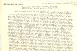 [Carta] 1946 jun. 7, Rio de Janeiro, Brasil [a la] Exma. Sra. Doña Lydia de Goes Monteiro, Legación de Brasil en Estocolmo, Suecia