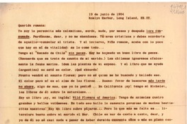 [Carta] 1954 jun. 19, Roslyn Harbor, Long Island, EE.UU. [a la] Querida romana