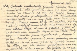 [Carta] [1947?] sept. 30, [Cuba?] [a] [Gabriela Mistral]