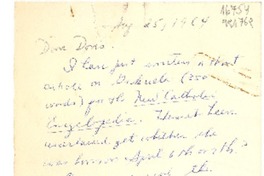 [Carta] 1964 Aug. 25, [EE.UU.] [a] Dear Doris [Dana]