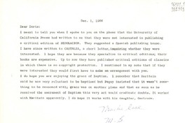 [Carta] 1966 Dec. 1, [Estados Unidos] [a] Dear Doris
