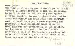 [Carta] 1968 Dec. 15, [EE.UU.] [a] Dear Doris [Dana]