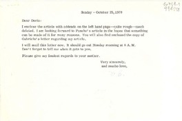 [Carta] 1970 Oct. 25, [EE.UU.] [a] Dear Doris [Dana]