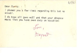 [Carta] 1975, [Estados Unidos] [a] Dear Doris