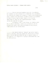 Cartas para Colombia Germán Pardo García, 1933