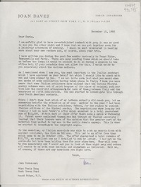 [Carta] 1966 Dic. 16, 145 East 49 Street, New York 17, N. Y., [EE.UU.] [a] Miss Doris Dana, Hack Green Road, Pound Ridge, N. Y., [EE.UU.]