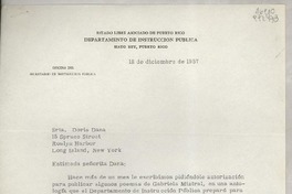 [Carta] 1957 dic. 18, Hato Rey, Puerto Rico [a la] Srta. Doris Dana, 15 Spruce Street, Roslyn Harbor, Long Island, New York, [EE.UU.]