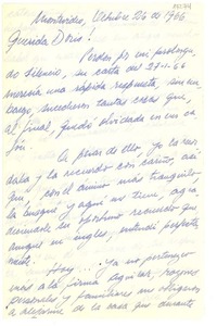 [Carta] 1966 oct. 26, Comercio 1352 apto. 23, Montevideo, [Uruguay] [a la] Querida Doris!