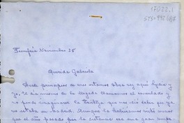 [Carta] 1933? nov. 25, Fuenfría, [España] [a] Gabriela [Mistral, Lisboa. Portugal]