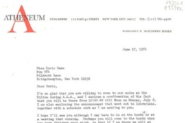 [Carta] 1974 June 17, Atheneum publishers 122 East 42 Street, New York City 10017, [EE.UU.] [a] Miss Doris Dana, Box 784, Hildreth Lane, Bridgehampton, N. Y. 11932, [EE.UU.]