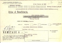 [Orden de pago] 1950 oct. 31, México [a] Miss Gabriela Mistral