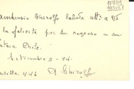 [Tarjeta] 1954 sept. 9, [Chile] [a] Gabriela Mistral