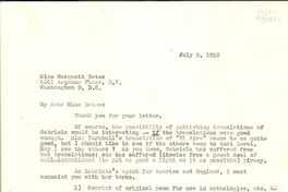 [Carta] 1952 July 9, New York, [EE.UU.] [a] Margarit [i.e. Margaret] Bates, 1601 Argonne Place, N. W., Washington 9, D. C., [EE.UU.]