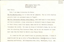 [Carta] 1954 Feb. 25, Washington D. C., [Estados Unidos] [a] Doris Dana