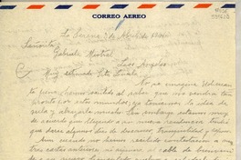 [Carta] 1946 abr. 3, La Serena [a] Gabriela Mistral, Los Angeles