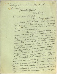 [Carta] 1950 nov. 22, Santiago [a] Gabriela Mistral, Veracruz