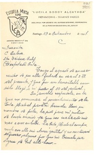 [Carta] 1947 sept. 19, Santiago [a] Señorita C. Saleva, Santa Barbara, California