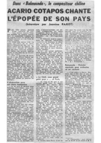 Acario Cotapos chante l'epopée de son pays Dans "Balmaceda", le compositeur chilien