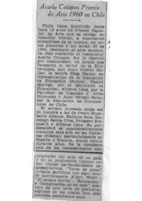 Acario Cotapos Premio de Arte 1960 en Chile