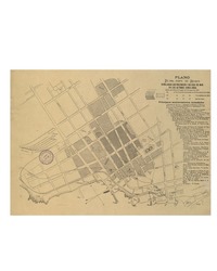 Plano de una parte de Iquique señalando los incendios y salidas de mar en los últimos cinco años