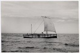 [Vista de una embarcación navegando en el río Maule]