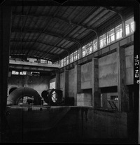 [Vista interior de la construcción de la casa de máquinas de la Central]