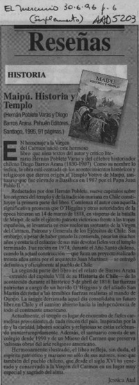 Maipú, historia y templo  [artículo] Jéssica Atal.