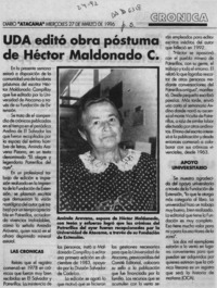 UDA editó obra póstuma de Héctor Maldonado C.  [artículo].