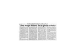 Libro recoge historia de la iglesia en Arica  [artículo].