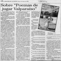Sobre "Poemas de jugar Valparaíso"  [artículo] Allan Browne Escobar.