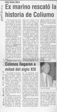 Ex marino rescató la historia de Coliumo  [artículo]