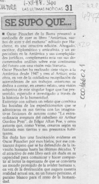 Se supo que --  [artículo].