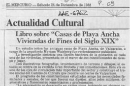 Libro sobre "Casas de Playa Ancha, viviendas de fines del siglo XIX"  [artículo].