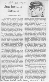 Una historia literaria  [artículo] Marino Muñoz Lagos.
