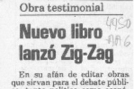 Nuevo libro lanzó Zig Zag  [artículo].
