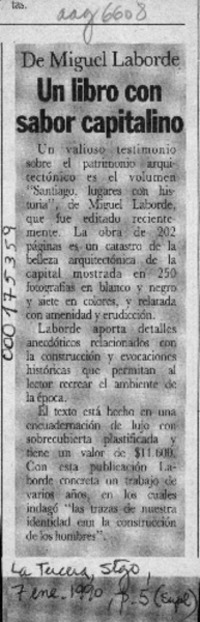 Un libro con sabor capitalino  [artículo].
