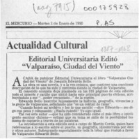 Editorial Universitaria editó "Valparaíso, ciudad del viento"  [artículo].
