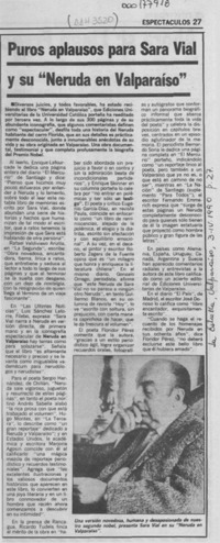Puros aplausos para Sara Vial y su "Neruda en Valparaíso"