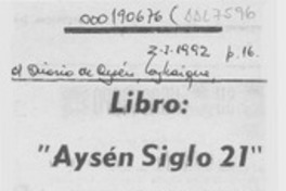 Libro, "Aysén siglo 21"