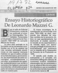 Ensayo historiográfico de Leonardo Mazzei G.  [artículo].