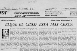 Elqui, el cielo está más cerca  [artículo] Luis R. Wartemberg U.