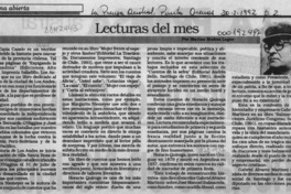 Lecturas del mes  [artículo] Marino Muñoz Lagos.
