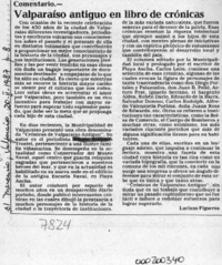 Valparaíso antiguo en libro de crónicas  [artículo] Luciano Figueroa.