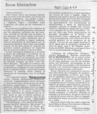 Ecos literarios  [artículo] Adolfo Schwarzenberg.