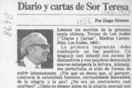 Diario y cartas de Sor Teresa  [artículo] Hugo Montes.