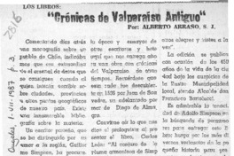"Crónicas de Valparaíso antiguo"  [artículo] Alberto Arraño.