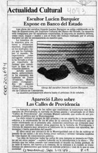 Apareció libro sobre "Las calles de Providencia"  [artículo].