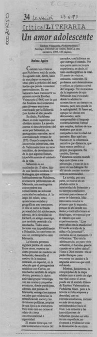 Un amor adolescente  [artículo] Mariano Aguirre.